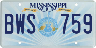 MS license plate BWS759