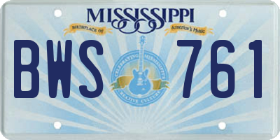 MS license plate BWS761