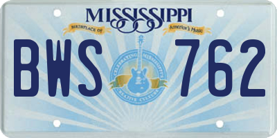 MS license plate BWS762
