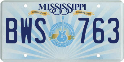 MS license plate BWS763