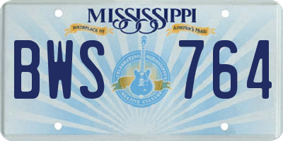 MS license plate BWS764