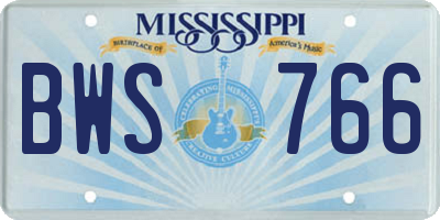 MS license plate BWS766