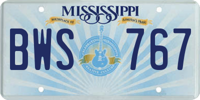 MS license plate BWS767