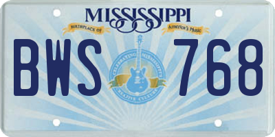 MS license plate BWS768