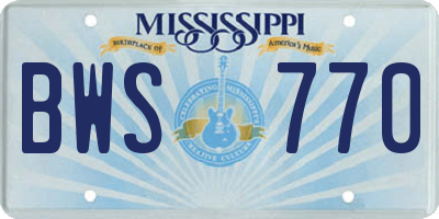 MS license plate BWS770