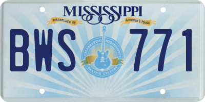 MS license plate BWS771