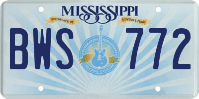 MS license plate BWS772