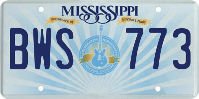 MS license plate BWS773