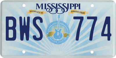 MS license plate BWS774