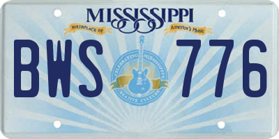 MS license plate BWS776