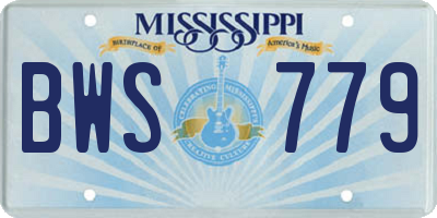 MS license plate BWS779