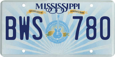 MS license plate BWS780