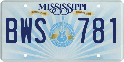 MS license plate BWS781