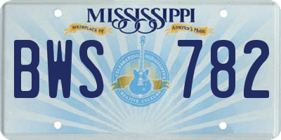 MS license plate BWS782