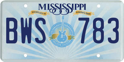 MS license plate BWS783