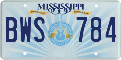 MS license plate BWS784