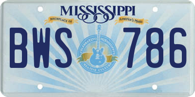 MS license plate BWS786