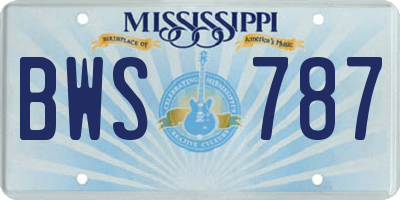 MS license plate BWS787