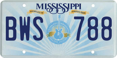 MS license plate BWS788
