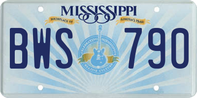 MS license plate BWS790