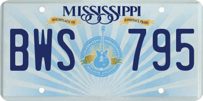 MS license plate BWS795