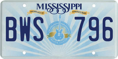 MS license plate BWS796