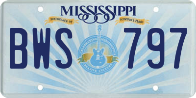 MS license plate BWS797