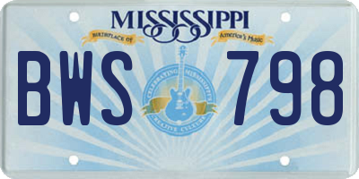 MS license plate BWS798