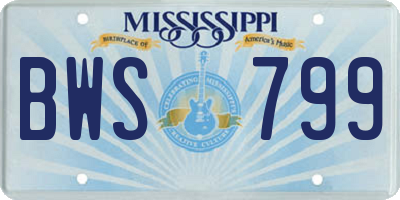 MS license plate BWS799