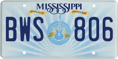 MS license plate BWS806