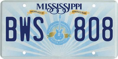 MS license plate BWS808