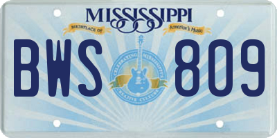 MS license plate BWS809