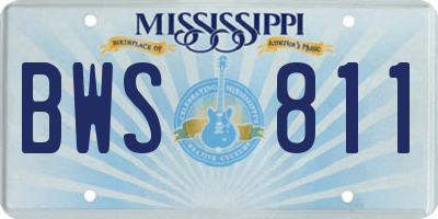 MS license plate BWS811