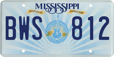 MS license plate BWS812