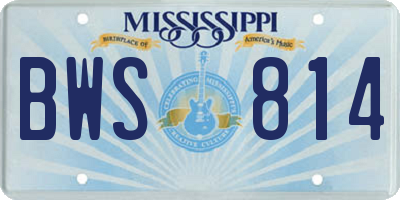 MS license plate BWS814