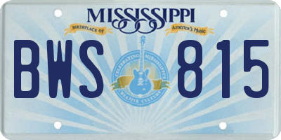 MS license plate BWS815