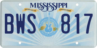 MS license plate BWS817