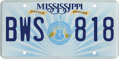 MS license plate BWS818