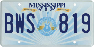 MS license plate BWS819