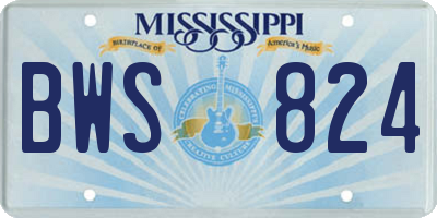 MS license plate BWS824