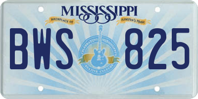 MS license plate BWS825