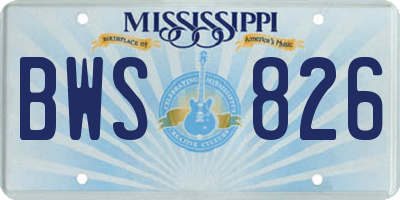 MS license plate BWS826