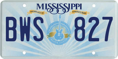 MS license plate BWS827