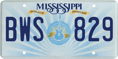 MS license plate BWS829