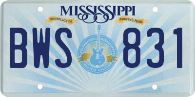 MS license plate BWS831