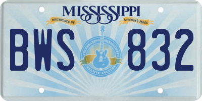 MS license plate BWS832