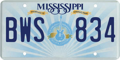 MS license plate BWS834