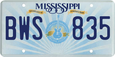 MS license plate BWS835