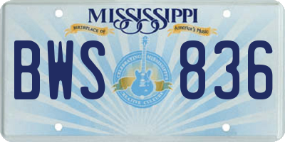 MS license plate BWS836