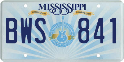 MS license plate BWS841